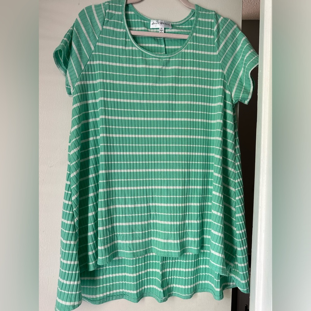 Green Striped Women's Top